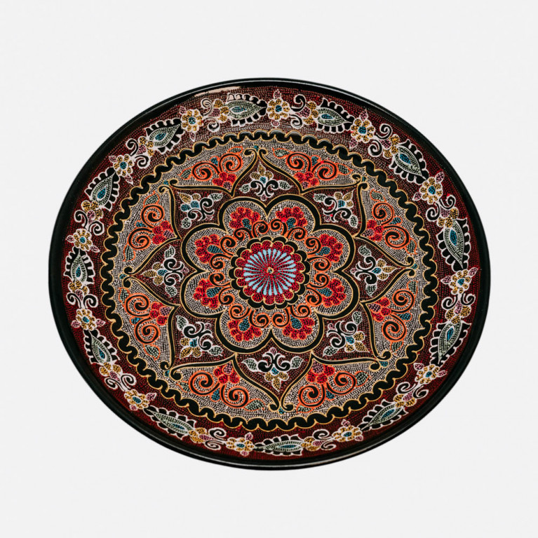 Unique handmade decorative plate from Uzbekistan, 38 cm, drip technique